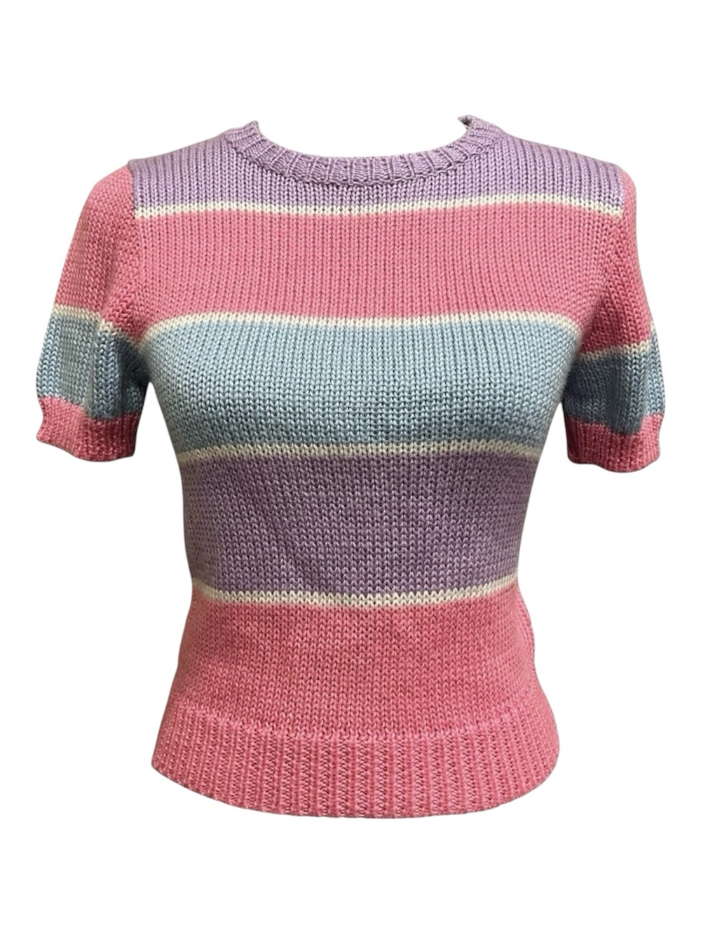 California Trends Cropped Sweater M 80’s Striped Pastel Colorblock